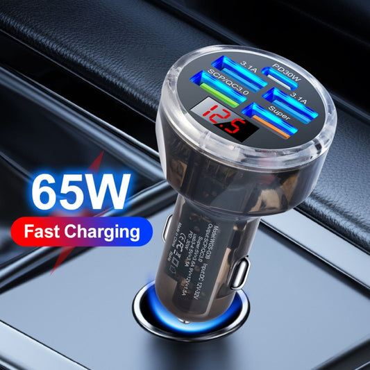 Chargeur de voiture multi-ports 5 en 1 à 3 lignes avec affichage numérique de la tension