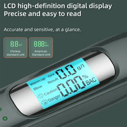 High-Precision Portable Alcohol Tester Rechargeable Breathalyzer With LCD Display, C07