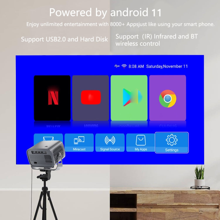 Projecteur portable intelligent Android 4K A10, prise US, prise UK, prise EU, prise AU