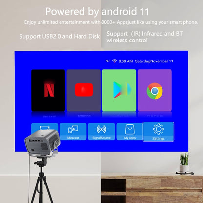 Projecteur portable intelligent Android 4K A10, prise US, prise UK, prise EU, prise AU