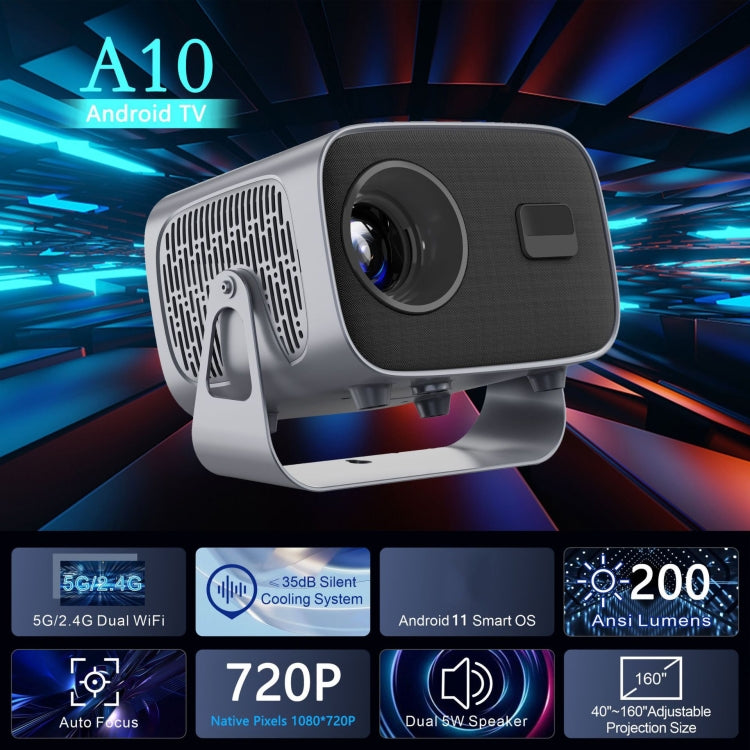 Projecteur portable intelligent Android 4K A10, prise US, prise UK, prise EU, prise AU