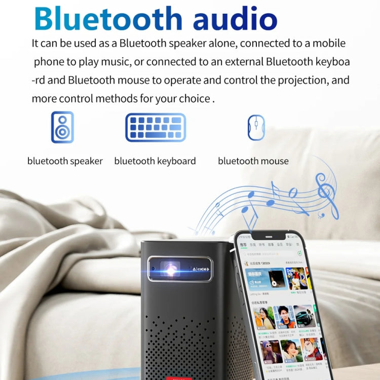 TOUMEI C900 Projecteur de musique domestique 4K HD portable d'extérieur avec batterie intégrée, prise US, prise EU, prise UK
