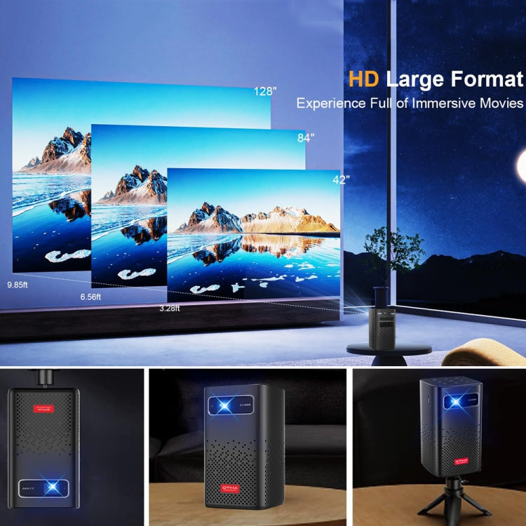 TOUMEI C900 Projecteur de musique domestique 4K HD portable d'extérieur avec batterie intégrée, prise US, prise EU, prise UK