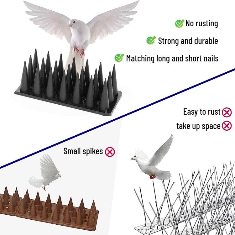 20 pièces/boîte, 30 cm, 3 rangées de pointes, pics en plastique répulsifs pour oiseaux, pics anti-vol pour oiseaux et chats, noir, marron, gris