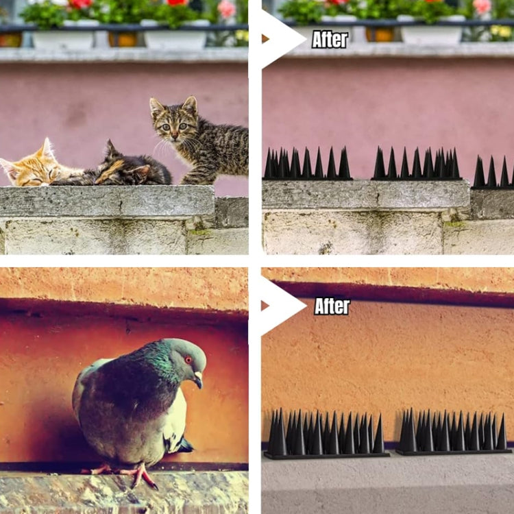 20 pièces/boîte, 30 cm, 3 rangées de pointes, pics en plastique répulsifs pour oiseaux, pics anti-vol pour oiseaux et chats, noir, marron, gris