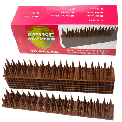 20 pièces/boîte, 30 cm, 3 rangées de pointes, pics en plastique répulsifs pour oiseaux, pics anti-vol pour oiseaux et chats, noir, marron, gris