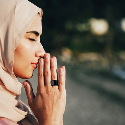 Equantu Smart Bluetooth Finger Counter Muslim Prayer Time Reminder Ring, Gold 18mm, Black 18mm, Silver 18mm, Gold 20mm, Black 20mm, Silver 20mm, Gold 22mm, Black 22mm, Silver 22mm