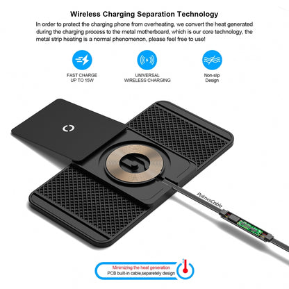 Avoid Camera Universal Car Wireless Charger Anti-slip Mat, USB Interface 1m, USB Interface 0.3m, TYPEC Interface 1m, TYPEC Interface 0.3m
