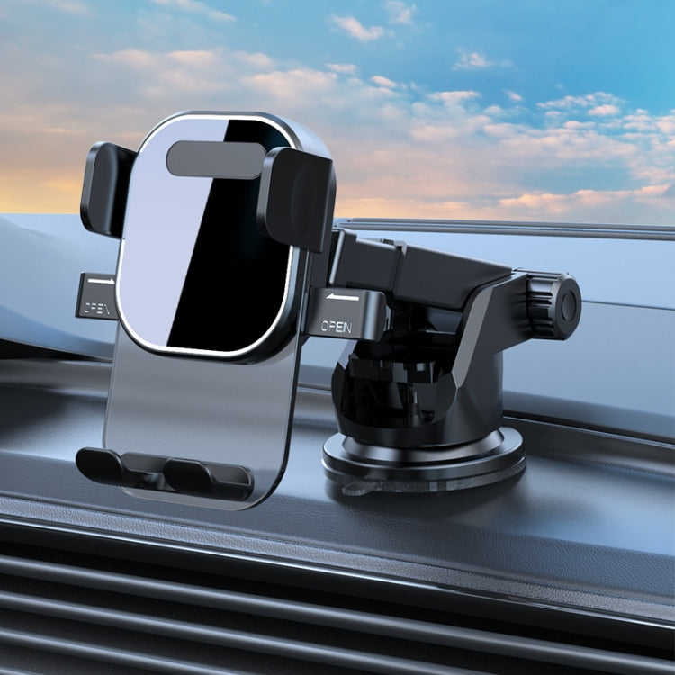 Car Suction Cup Dashboard Automatic Lock Mobile Phone Holder, Glossy Telescopic Base, Glossy Waterfall Base, Brushed Telescopic Base, Brushed Waterfall Base, Black Air Outlet, Orange Air Outlet, Black Telescopic, Orange Telescopic, Black Waterfall     ...