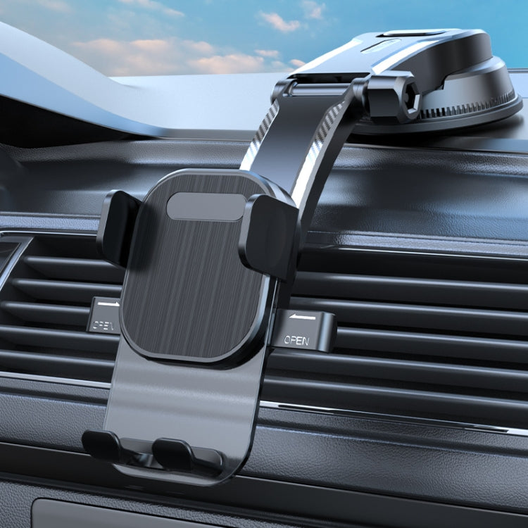 Car Suction Cup Dashboard Automatic Lock Mobile Phone Holder, Glossy Telescopic Base, Glossy Waterfall Base, Brushed Telescopic Base, Brushed Waterfall Base, Black Air Outlet, Orange Air Outlet, Black Telescopic, Orange Telescopic, Black Waterfall     ...