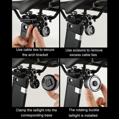 Round Bicycle Intelligent Induction Brake Taillight Night Riding Warning Light, Dual Bracket Model