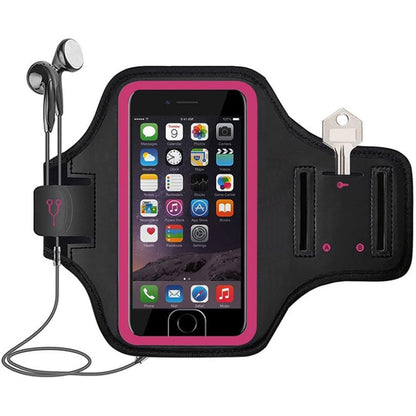 Mobile Phone Armband With Adjustable Strap & Key Pocket, Medium Silver, Medium Blue, Medium Rose Red, Large Silver, Large Blue, Large Rose Red