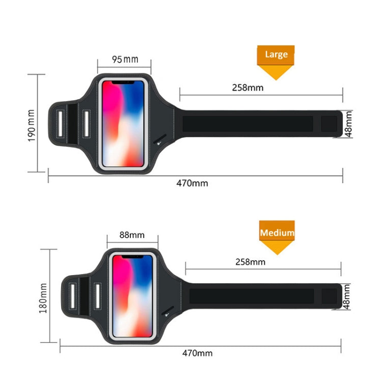 Mobile Phone Armband With Adjustable Strap & Key Pocket, Medium Silver, Medium Blue, Medium Rose Red, Large Silver, Large Blue, Large Rose Red