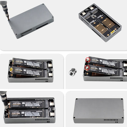 Dual M.2 NVME SSD RAID Array Mobile Hard Drive Enclosure Type-C USB3.2 GEN2x2 20G 586R, PH8586R