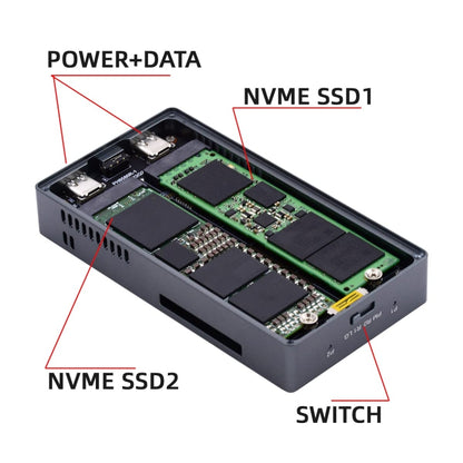 Dual M.2 NVME SSD RAID Array Mobile Hard Drive Enclosure Type-C USB3.2 GEN2x2 20G 586R, PH8586R