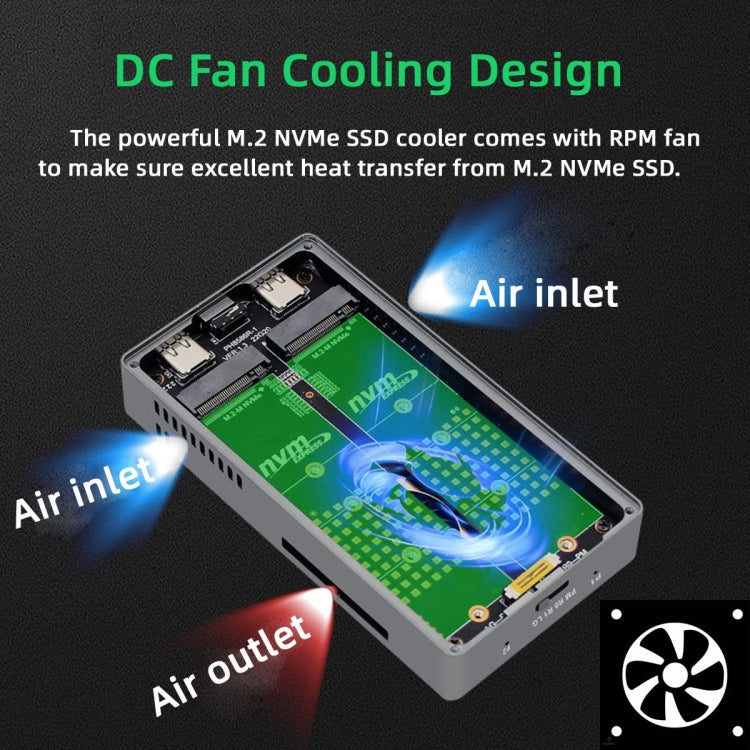 Dual M.2 NVME SSD RAID Array Mobile Hard Drive Enclosure Type-C USB3.2 GEN2x2 20G 586R, PH8586R