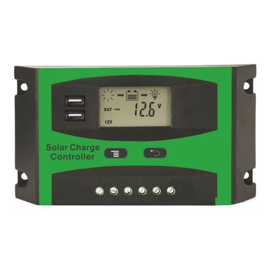 12V/24V Solar Charge And Discharge Controller Dual USB Port LCD Solar Cells Panel Charge Regulator, 10A, 20A, 30A