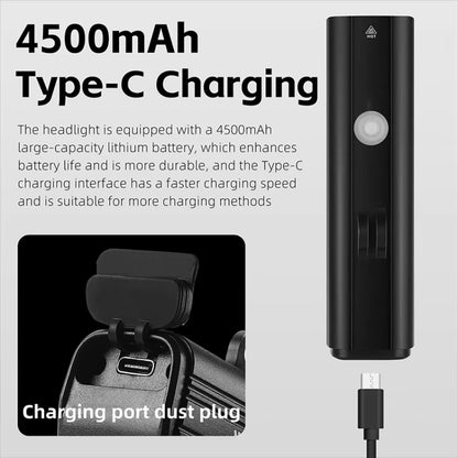 WEST BIKING Bicycle High Lumen Type-C Aluminum Alloy Headlight, Light Without Holder, Light + Aluminum Alloy Computer Holder, Light + Carbon Fiber Integrated Handlebar Computer Holder, Light + Aluminum Alloy Integrated Handlebar Computer Holder