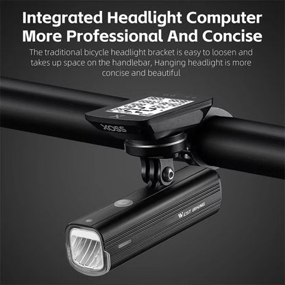 WEST BIKING Bicycle High Lumen Type-C Aluminum Alloy Headlight, Light Without Holder, Light + Aluminum Alloy Computer Holder, Light + Carbon Fiber Integrated Handlebar Computer Holder, Light + Aluminum Alloy Integrated Handlebar Computer Holder