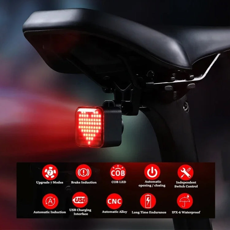 ESLNF Bicycle Tail Light Mountain Bike Smart Brake Sensor Auto Switch Waterproof Warning Lamp, Cushion Mount, Seatpost Mount