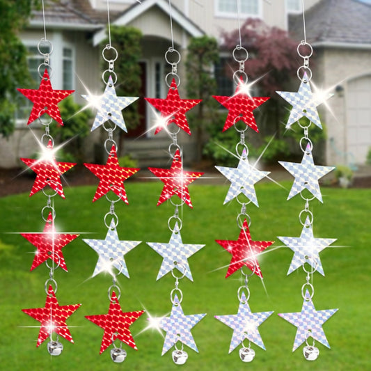 Pentagramme décoratif anti-oiseaux de jardin, à suspendre, réfléchissant au laser.