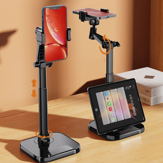 Dual-Position Rotatable Phone And Tablet Stand Retractable Weighted Base Desktop Holder, Tablet Model White, Tablet Model Black, Phone Model White, Phone Model Black