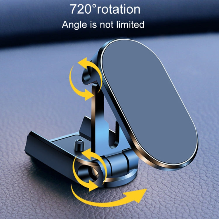 D11 Magnetic Folding Car Phone Holder Rotatable Dashboard Stick-On Navigation Stand, Black Gloosy, Silver Gloosy
