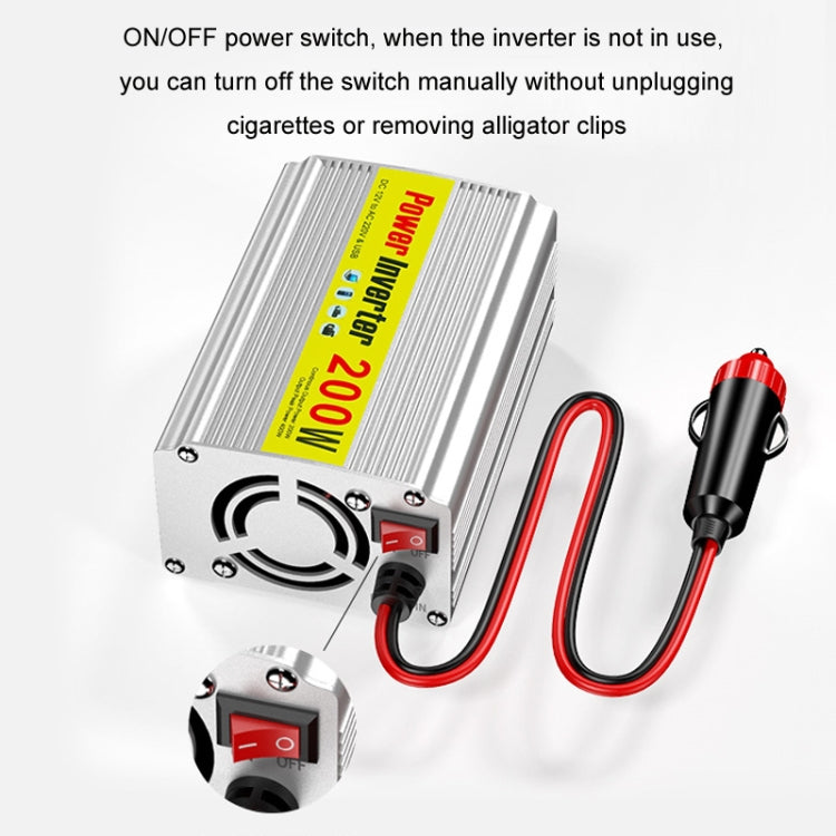 200W Modified Sine Wave Inverter Car Mobile Phone 2.1A Universal Power Supply, 12 To 220V, 12 To 110V