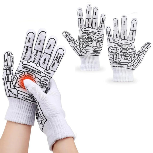 English Hand Massage Gloves Acupuncture Point Palm Reflex Zone Meridian Physical Therapy Gloves, Average