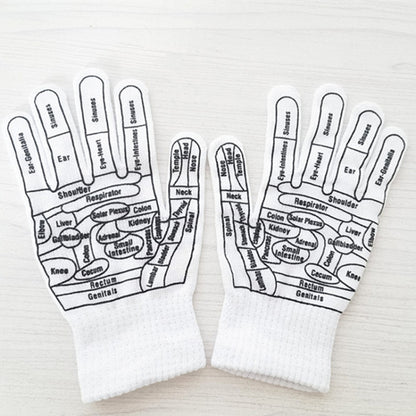 English Hand Massage Gloves Acupuncture Point Palm Reflex Zone Meridian Physical Therapy Gloves, Average