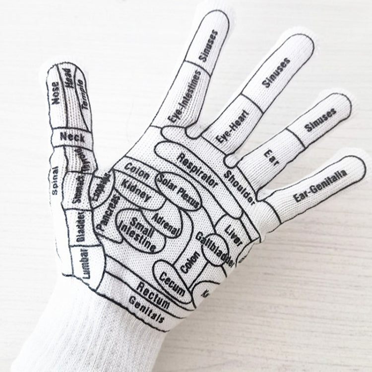 English Hand Massage Gloves Acupuncture Point Palm Reflex Zone Meridian Physical Therapy Gloves, Average