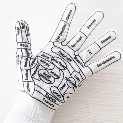 English Hand Massage Gloves Acupuncture Point Palm Reflex Zone Meridian Physical Therapy Gloves, Average