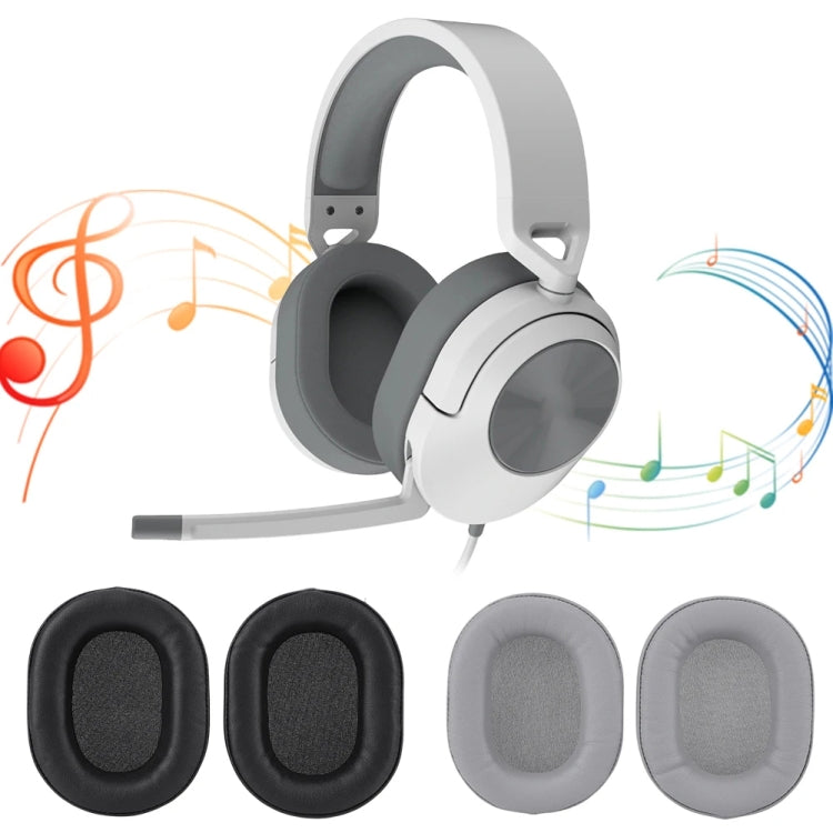 1pair Headphone Leather Sponge Cover For CORSAIR HS55 / HS55 PRO / HS65, For HS55/HS55 PRO/HS65(Black), For HS55/HS55 PRO/HS65(Gray)