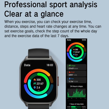 Blood Oxygen / Sleep / Heart Rate Health Monitoring Smart Watch Square Sports Watch, Black, Pink, Silver Gray