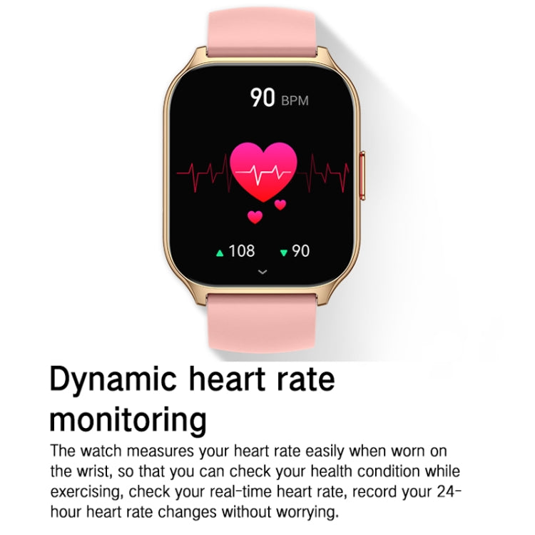 Blood Oxygen / Sleep / Heart Rate Health Monitoring Smart Watch Square Sports Watch, Black, Pink, Silver Gray