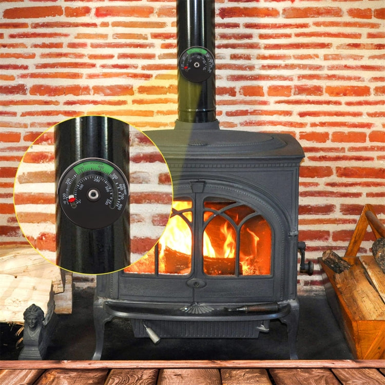 Magnetic Fireplace Thermometer Temperature Monitor, Black