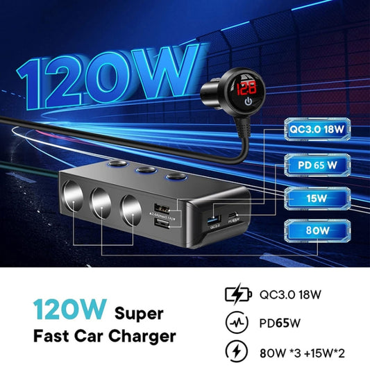 Chargeur de voiture 7 en 1 allume-cigare QC3.0/PD avec écran, TR30P