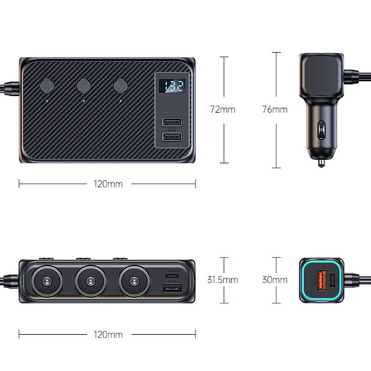 Cargador rápido potente C29 9 en 1 para encendedor de cigarrillos de coche con indicador de voltaje