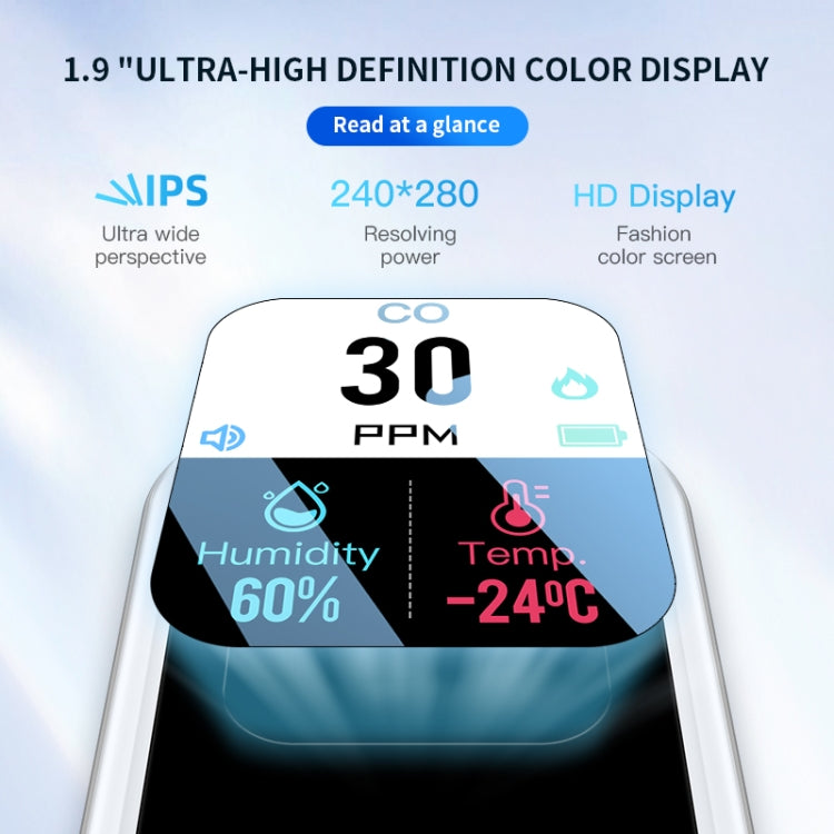 Portable Carbon Monoxide Detector Outdoor Home Detection Alarm, D6 Gray, D6 Blue