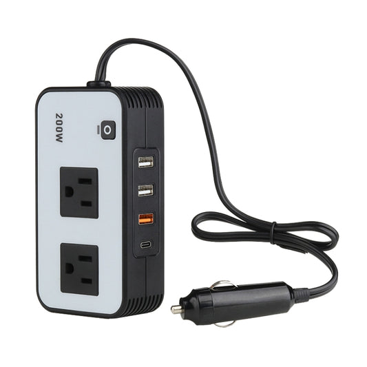 Inversor de corriente para coche de 200 W, enchufe estadounidense