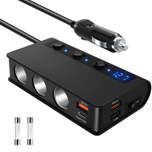 Cargador rápido de alta potencia de 180 W para encendedor de cigarrillos de coche TR24 (versión PD negra)