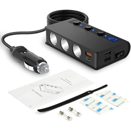 Cargador rápido de alta potencia de 180 W para encendedor de cigarrillos de coche TR24 (versión PD negra)