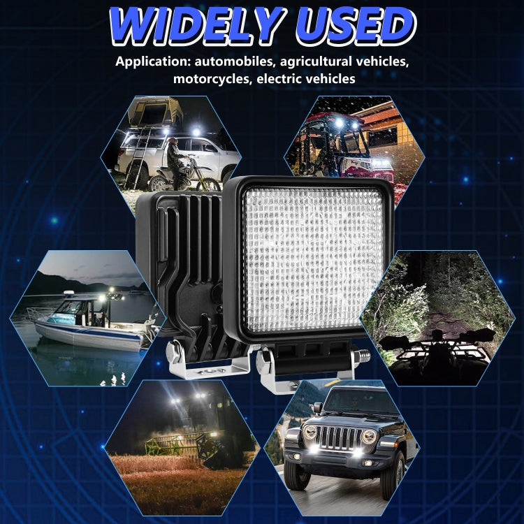 14W 9-30V 4 Inch Mixed Luminous Square Floodlight With Wire Set, X2 Square