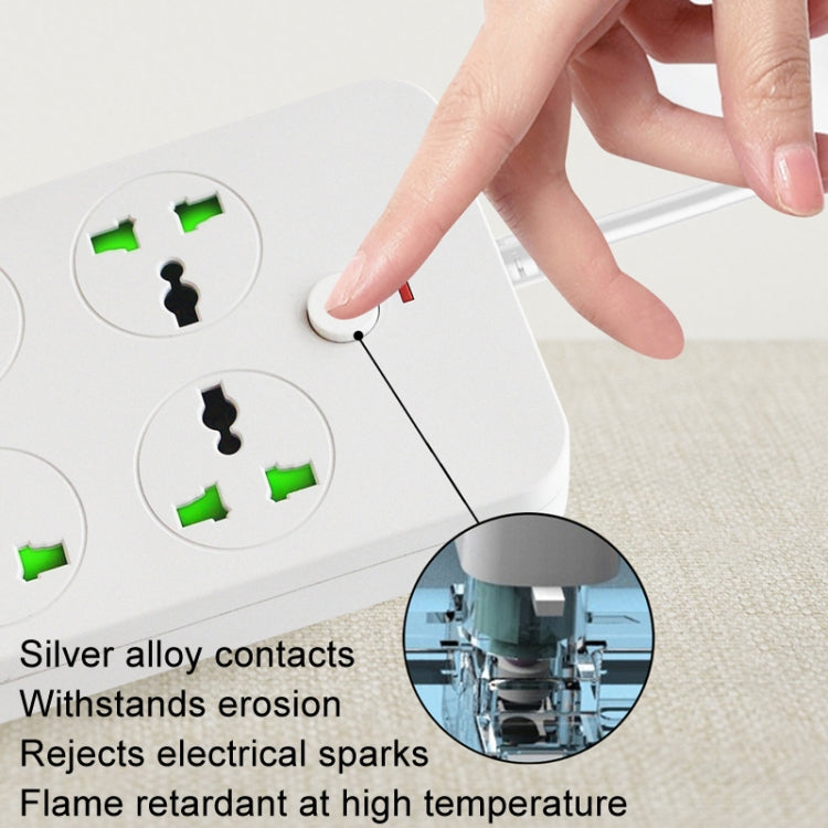Thunderproof Overload Protection 4USB+2PD+6 Holes Socket, Black UK Plug