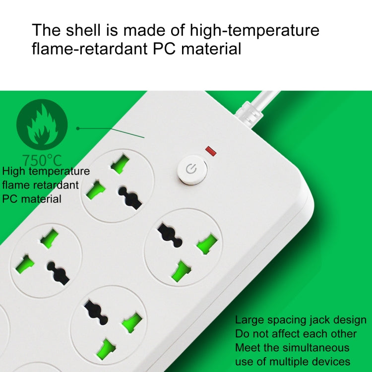 Thunderproof Overload Protection 4USB+2PD+6 Holes Socket, Black UK Plug