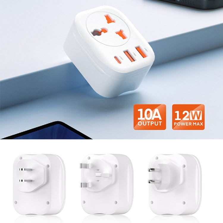 Universal Converter Plug 2USB+Type-C Smart Converter Socket, UK Plug, US Plug, EU Plug