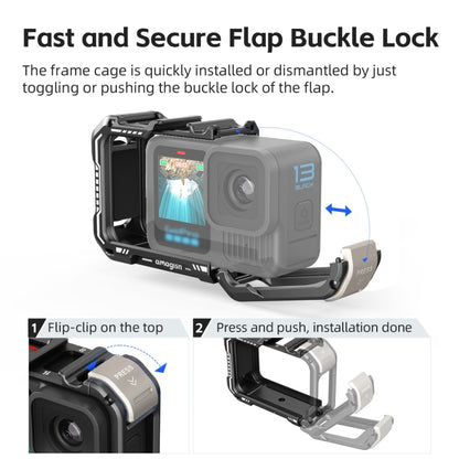 AMagisn Upgrade Ver Metal Rabbit Cage For GoPro HERO13 Black / HERO12 Black / HERO11 Black / HERO10 Black / HERO9 Black, AP10