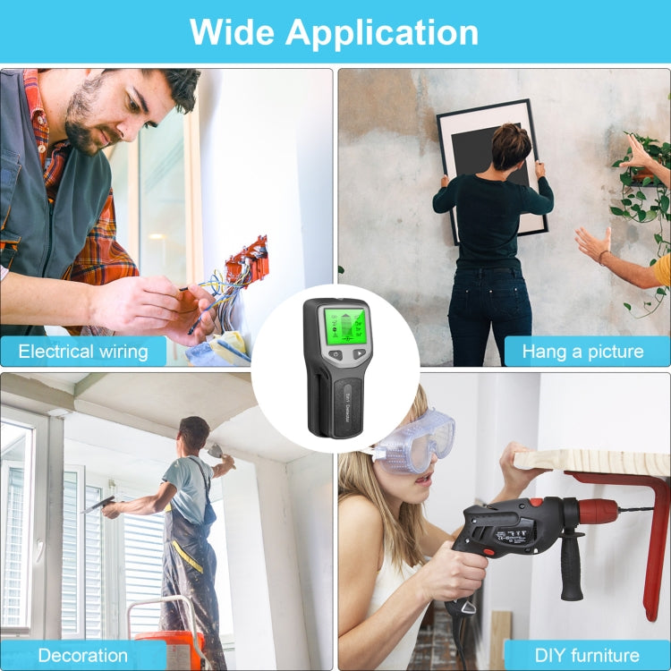 5-in-1 Wall Stud Detector Edge Center Wood Current Metal AC Wires Detection, Black, Silver, Orange