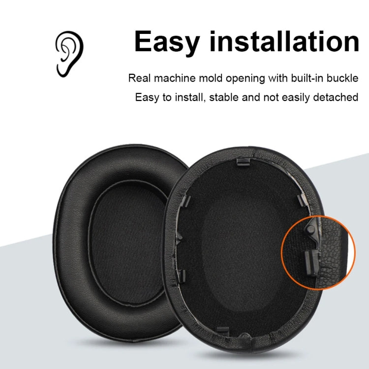 1pair For Sony WH-1000XM5 Headphone Leather Sponge Cover Earmuffs, Beige, Dark Blue