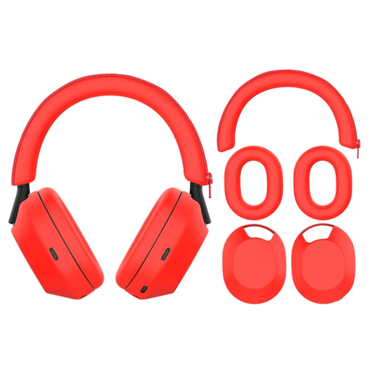For Sony WH-1000XM5 Bluetooth Headset + Headband + Earmuff Protective Cover, 3-in-1 Black, 3-in-1 White, 3-in-1 Red, 3-in-1 Dark Blue, 3-in-1 Beige